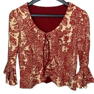 Vintage Blazer Sue Brett 1970’s Top Jacket Ruffle Flare Bell Sleeve